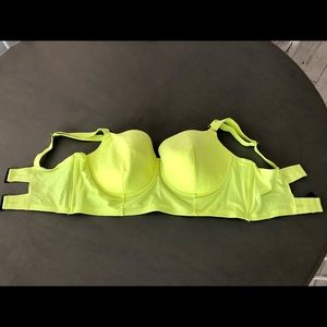 Fluorescent yellow bikini top with underwire